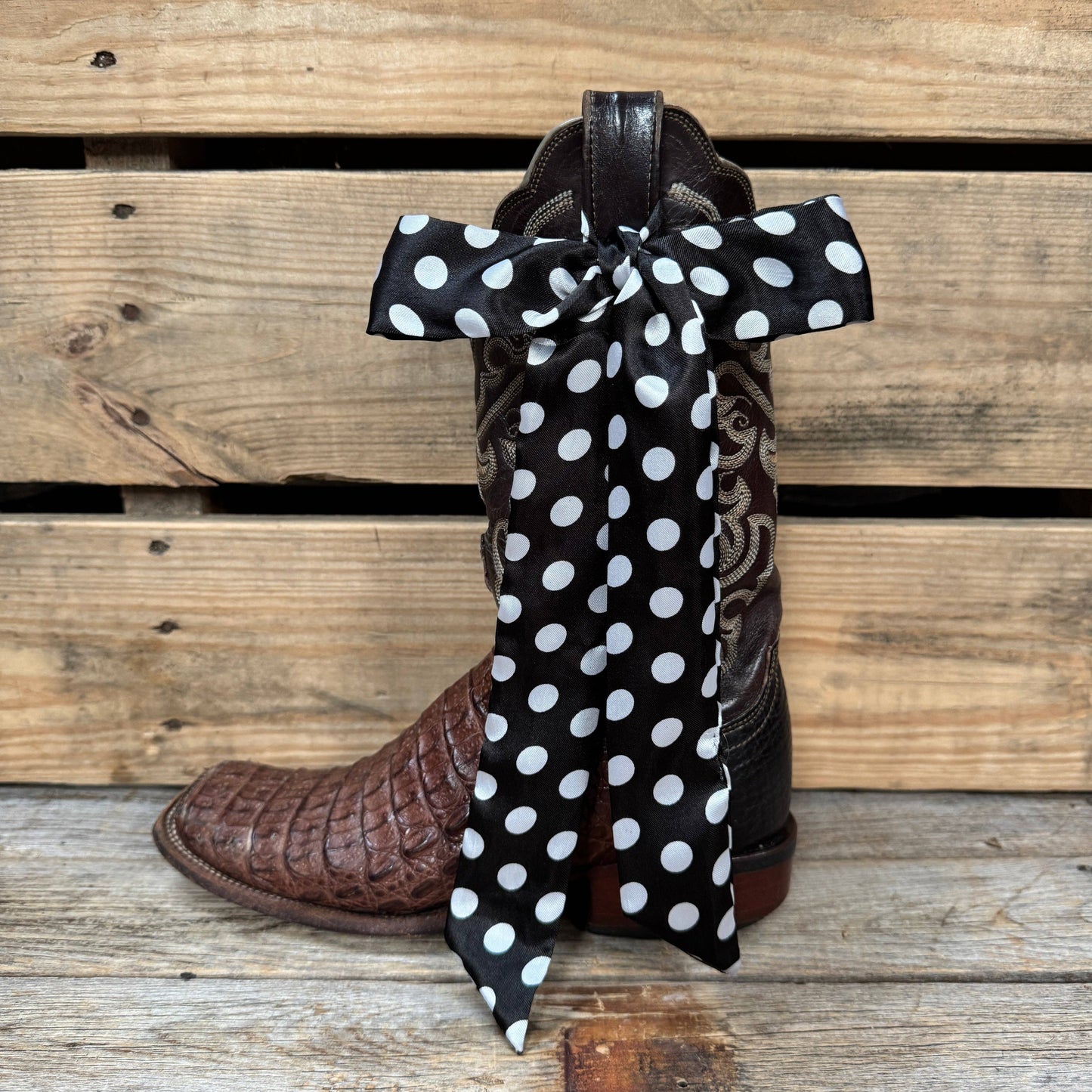 Black and White Western Skinny Mini Wild Rag Scarf / Cowgirl Necktie #TW331