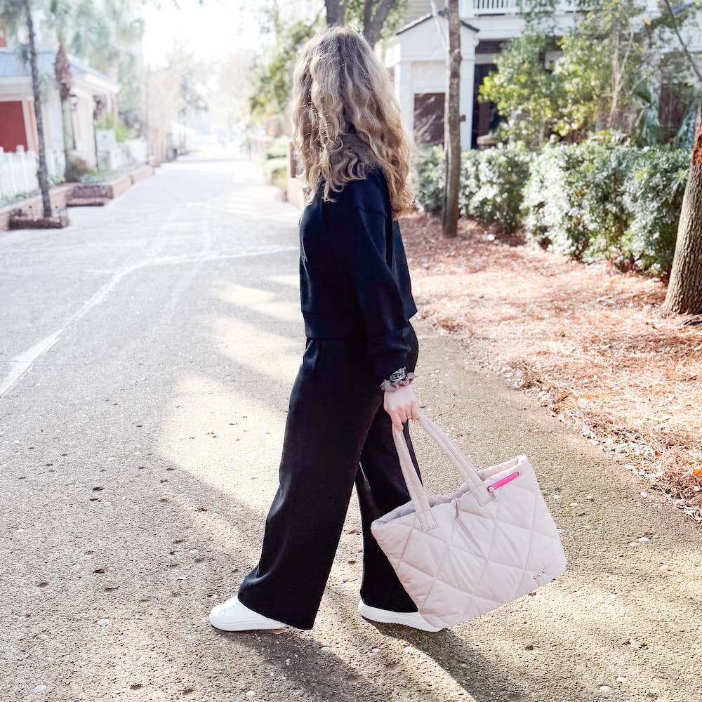 Presley Puffer Quilted Tote Bag With Pouch