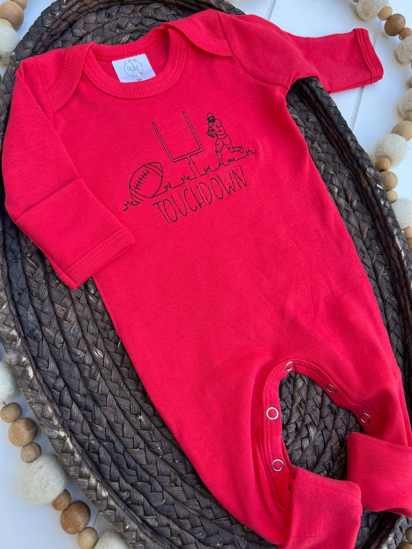 Baby Romper | Football Baby Outfit - Touchdown Red