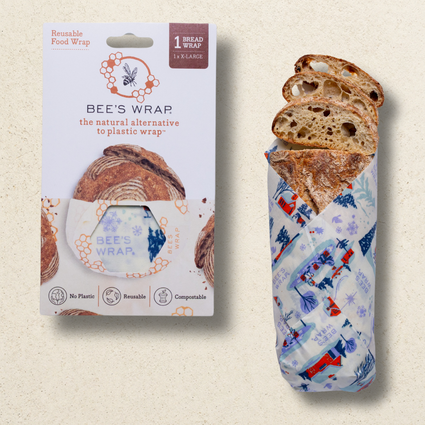 Bees Wrap Beeswax Reusable Bread Wrap - Snow Day