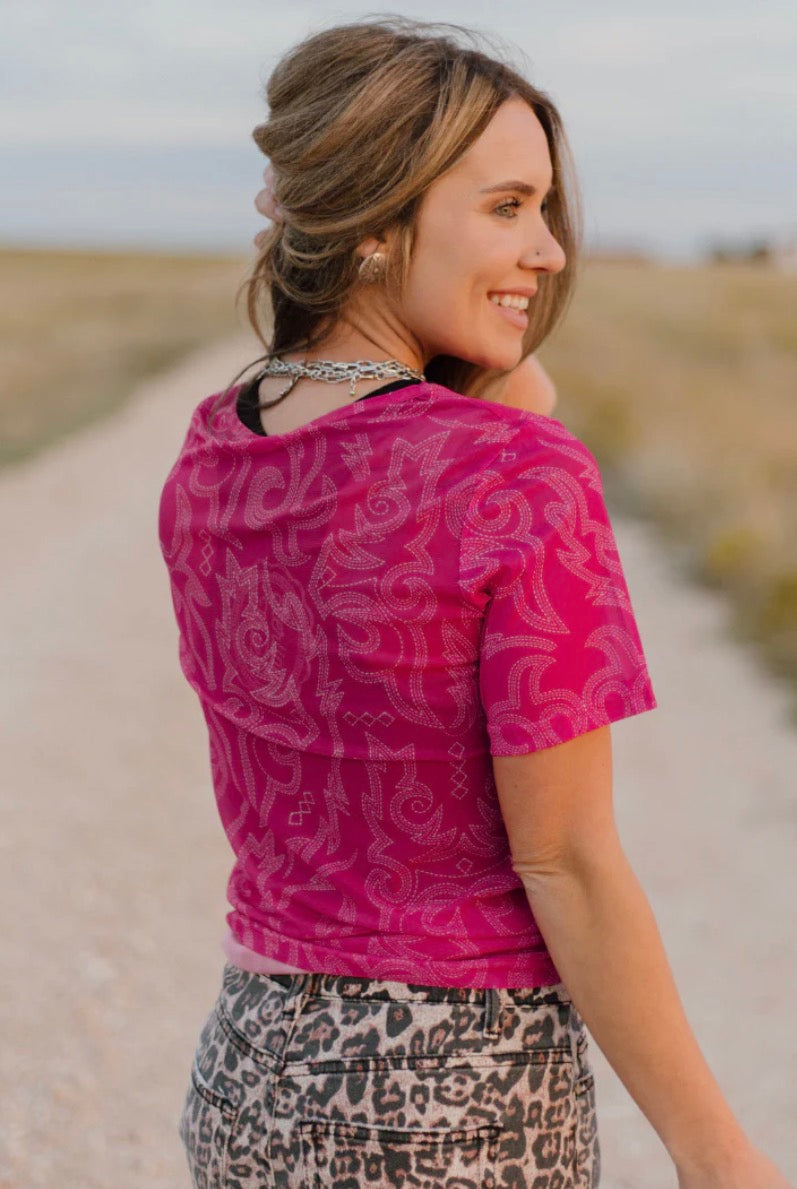 Let’s go girls mesh top-small