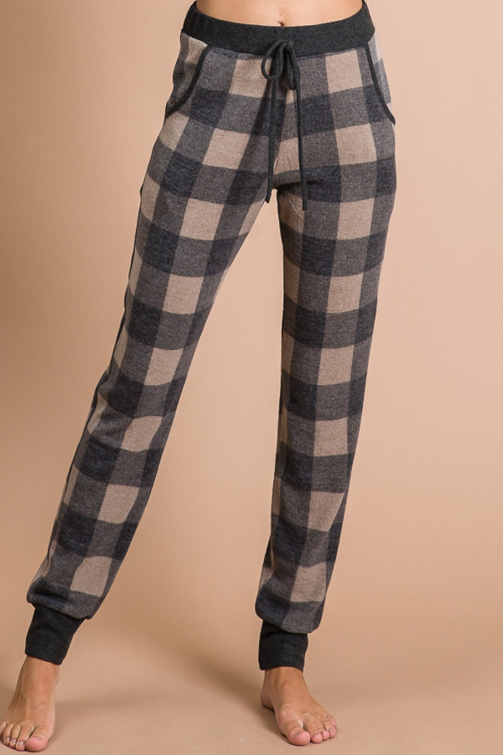 CHECKERED DRAWSTRING PANTS