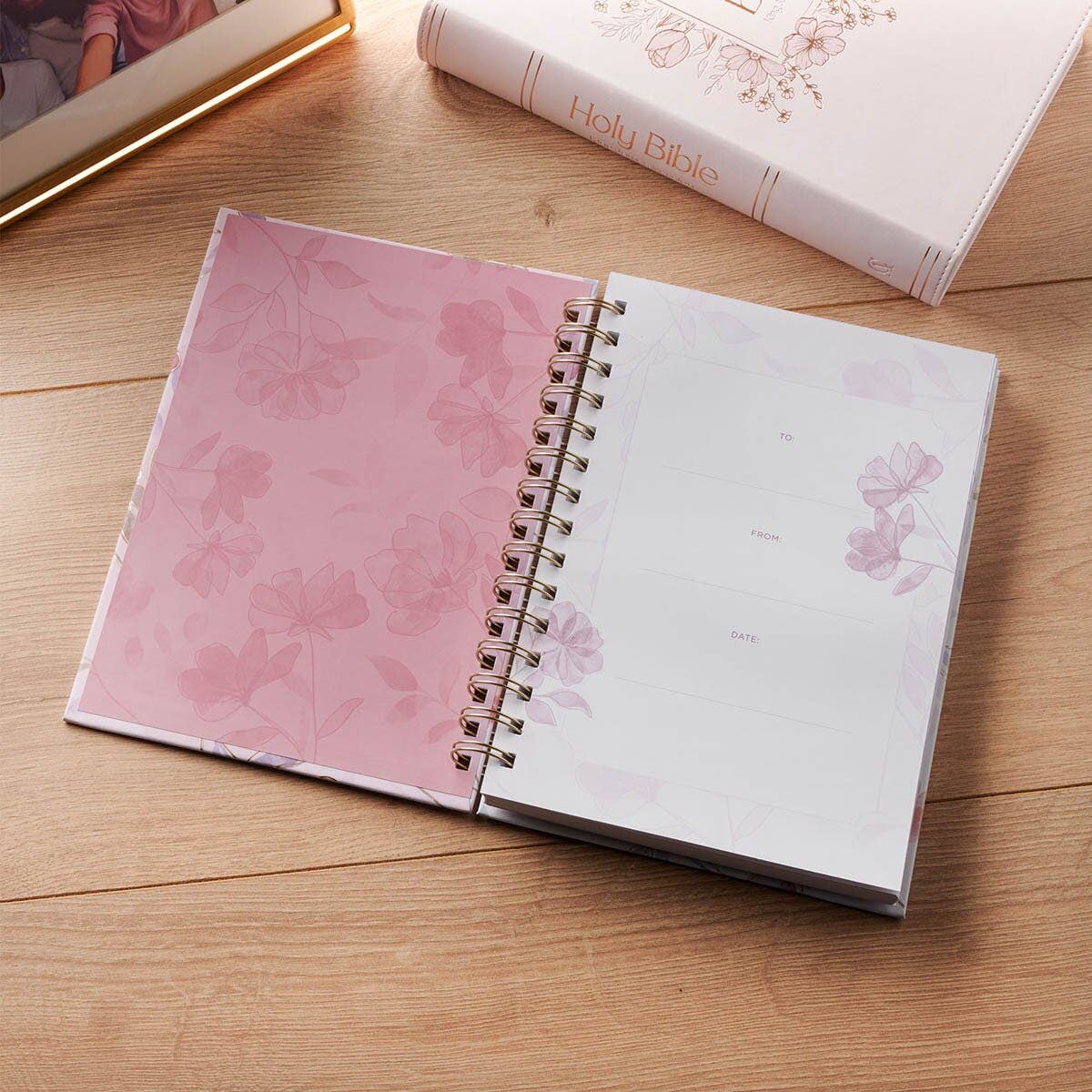 Journal Spiral White Floral Walk By Faith 2 Cor. 5:7