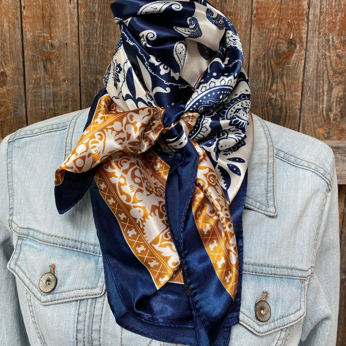 35X35" Blue Two-Toned Paisley Wild Rag/Scarf WR3300