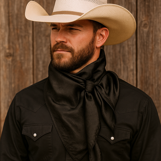 35X35" Black Jacquard Wild Rag / Scarf WR4009