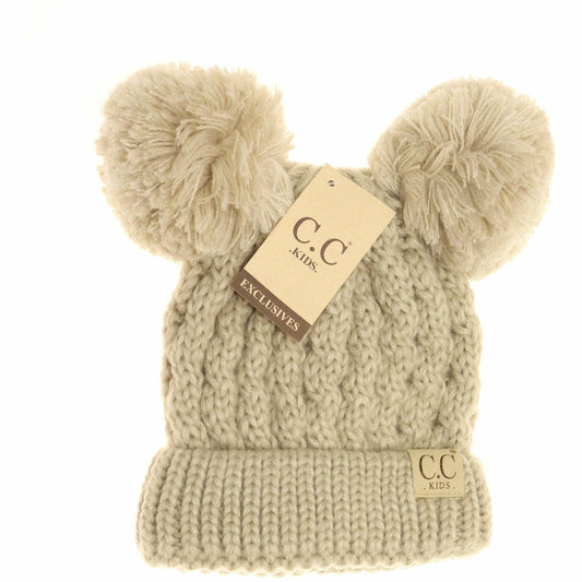 Kids Solid Double Pom CC Beanies KIDS24