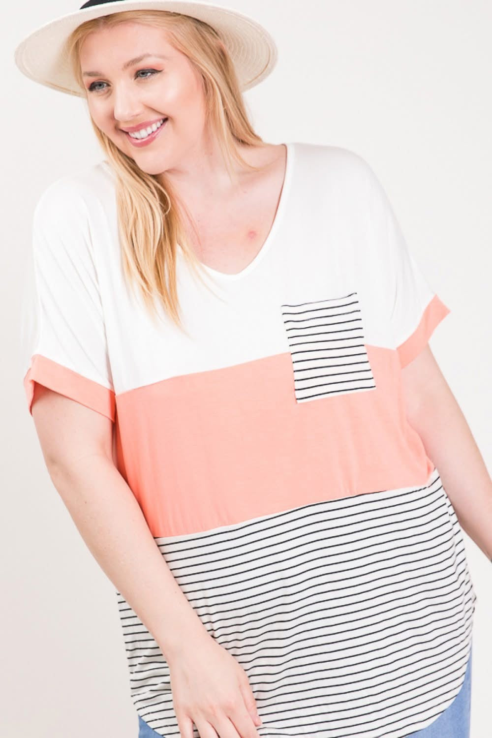 Peach Block Blouse