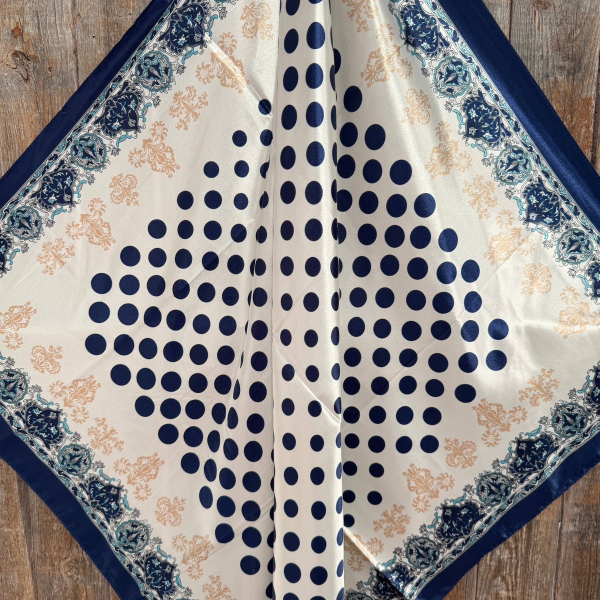 Navy and Cream Polka Dot Wild Rag - Western Scarf