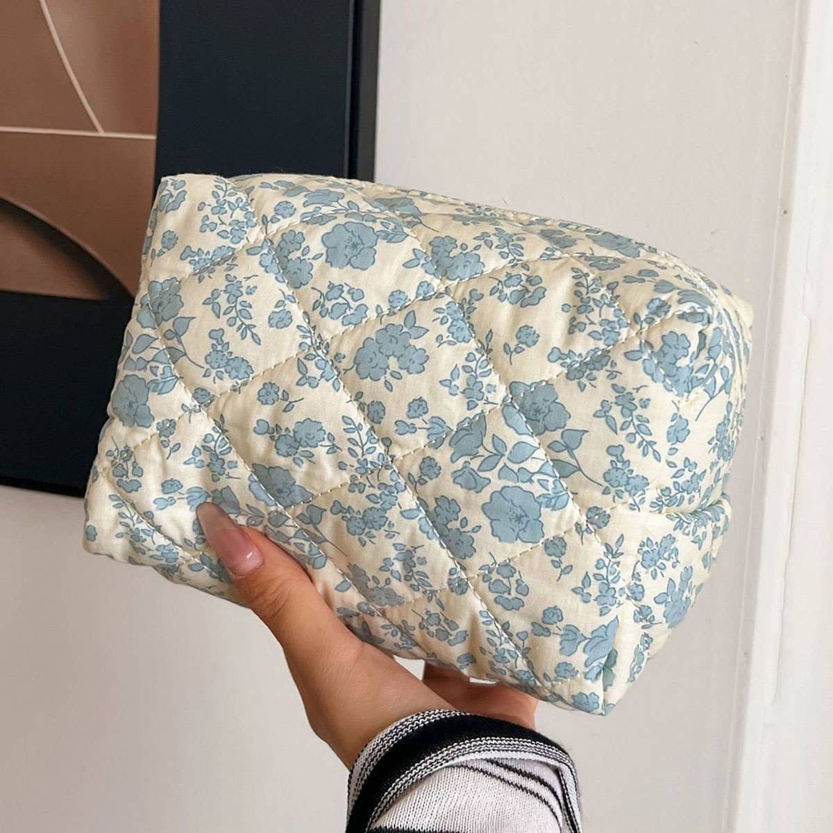 Floral Cotton Makeup Bag, Cosmetic Storage Pouch_CWAB4420