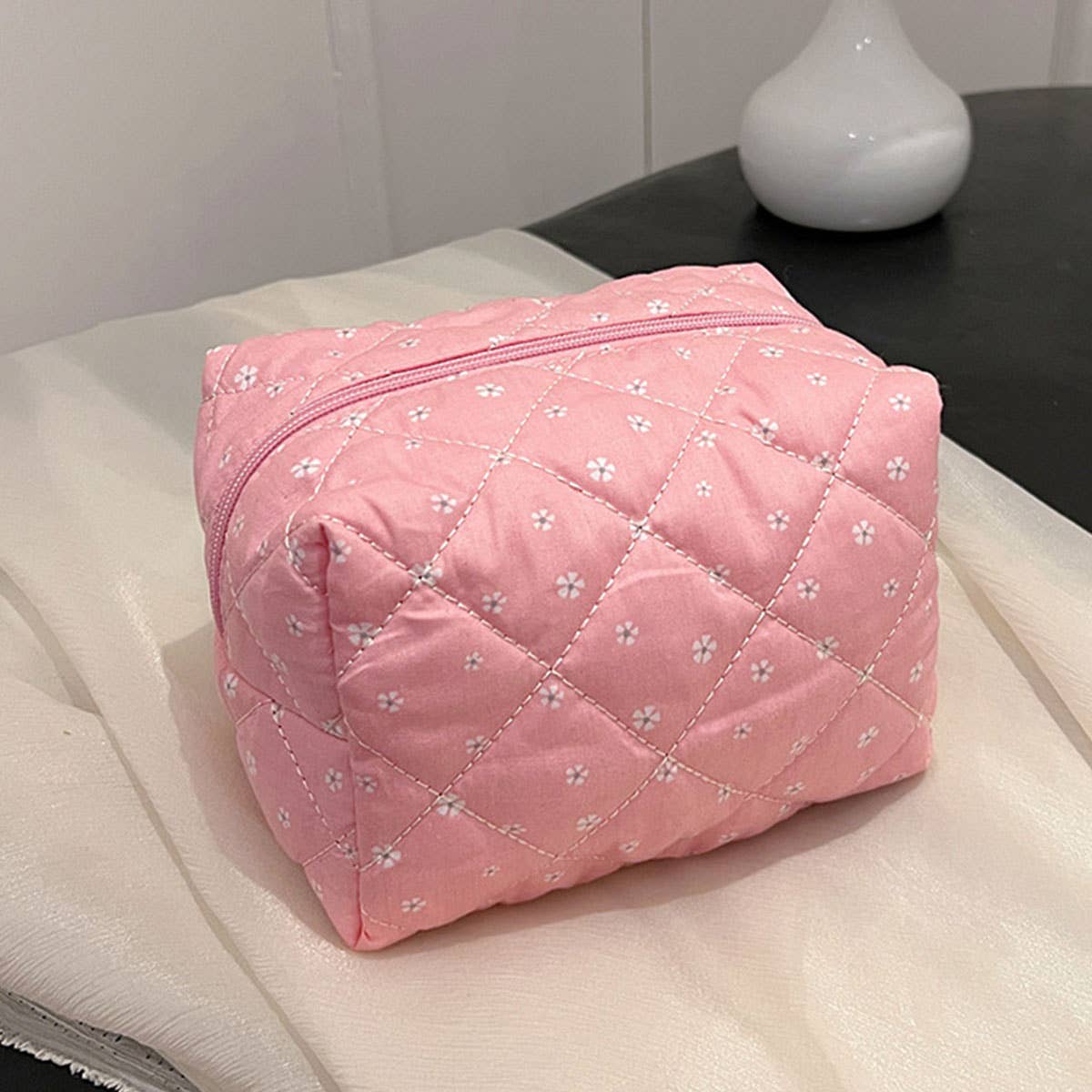 Floral Cotton Makeup Bag, Cosmetic Storage Pouch_CWAB4420