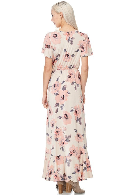 Floral Print Hi Lo Ruffle Dress