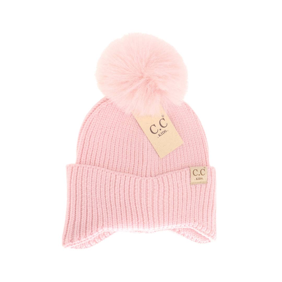 KIDS C.C Double Pom Beanie with Ear Flaps