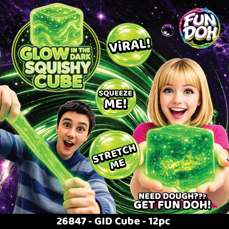 Fun Doh Glow in the Dark Squishy Sparkle Cube