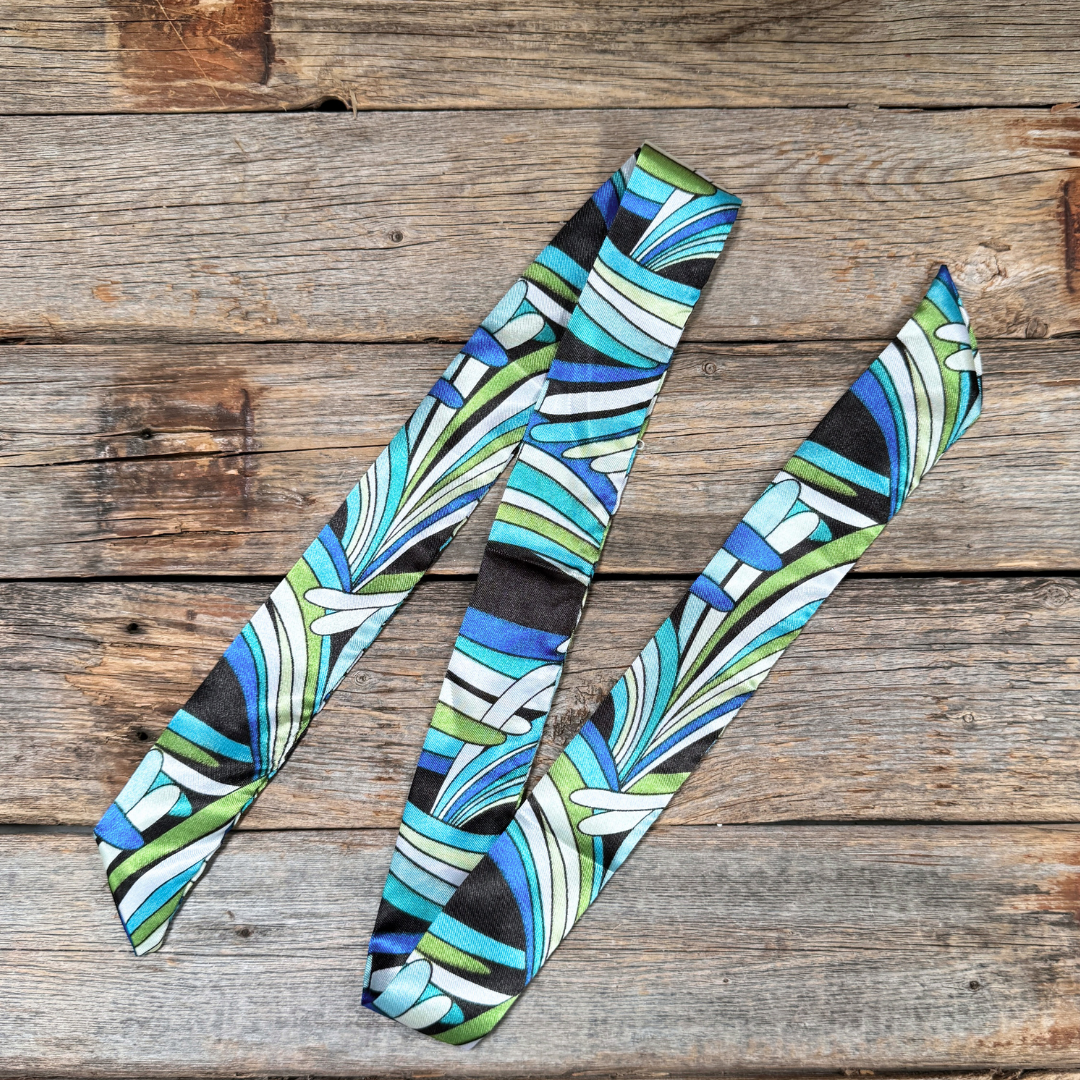 Blue and Green Western Skinny Mini Wild Rag Scarf / Cowgirl Necktie #TW316