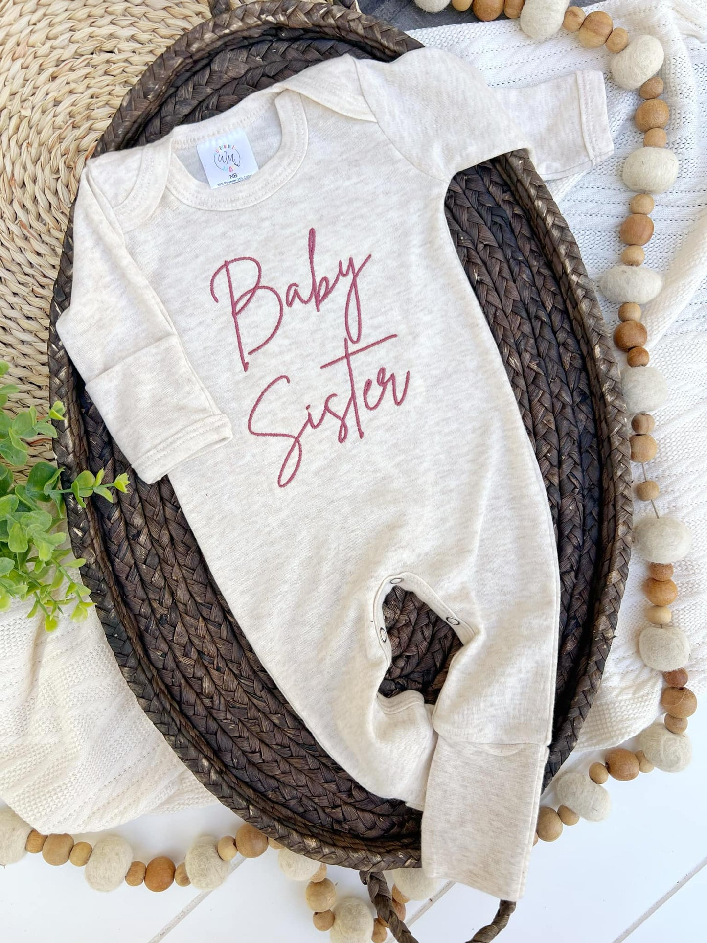 Baby Romper | Baby Sister Pink - Baby Announcement Outfit