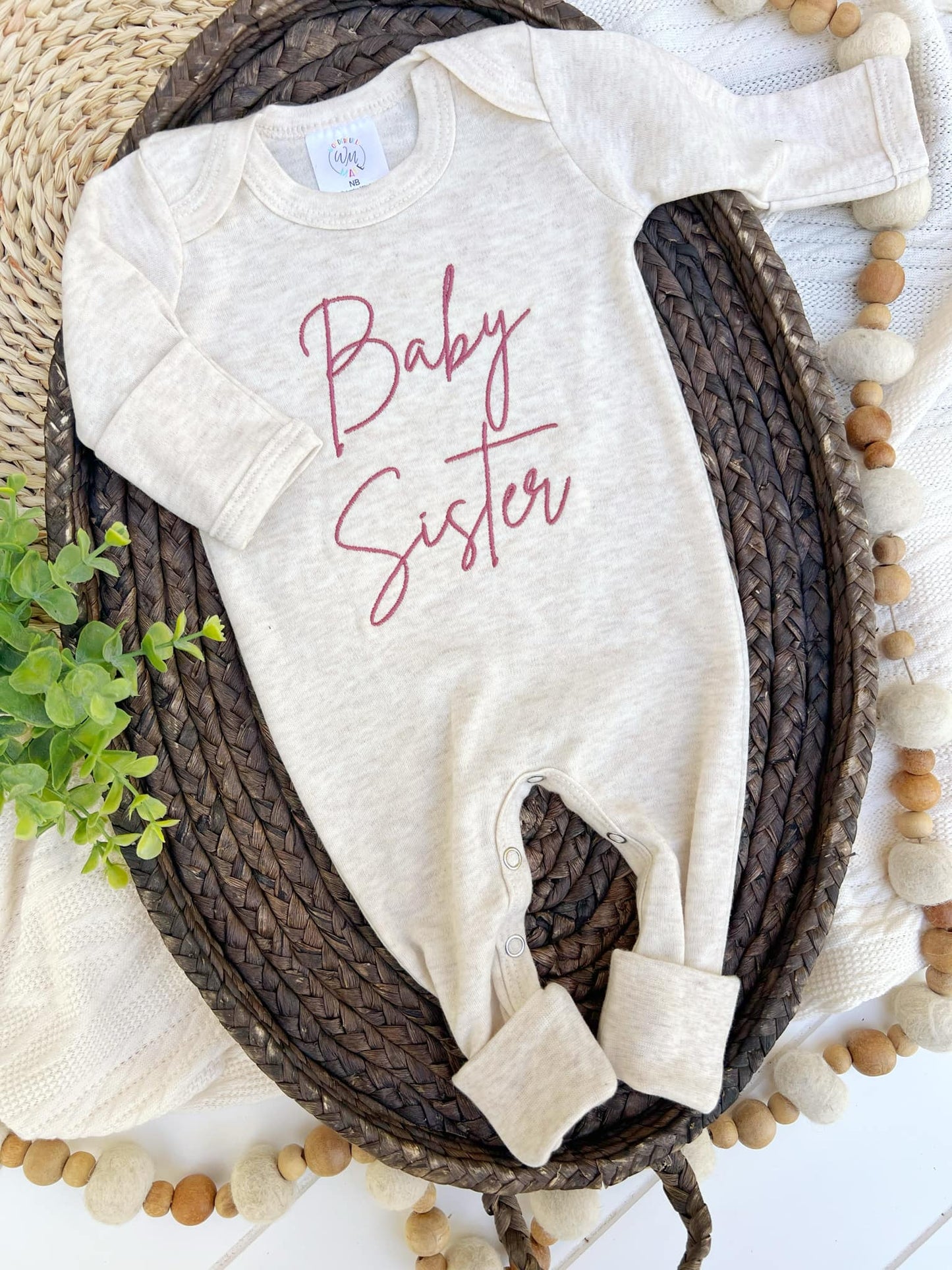 Baby Romper | Baby Sister Pink - Baby Announcement Outfit