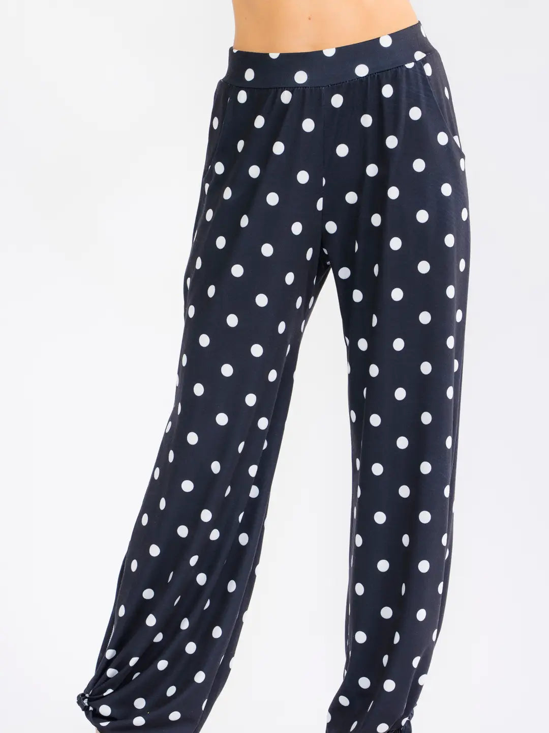 Polka Dot Wide Leg Ankle Tie Pants