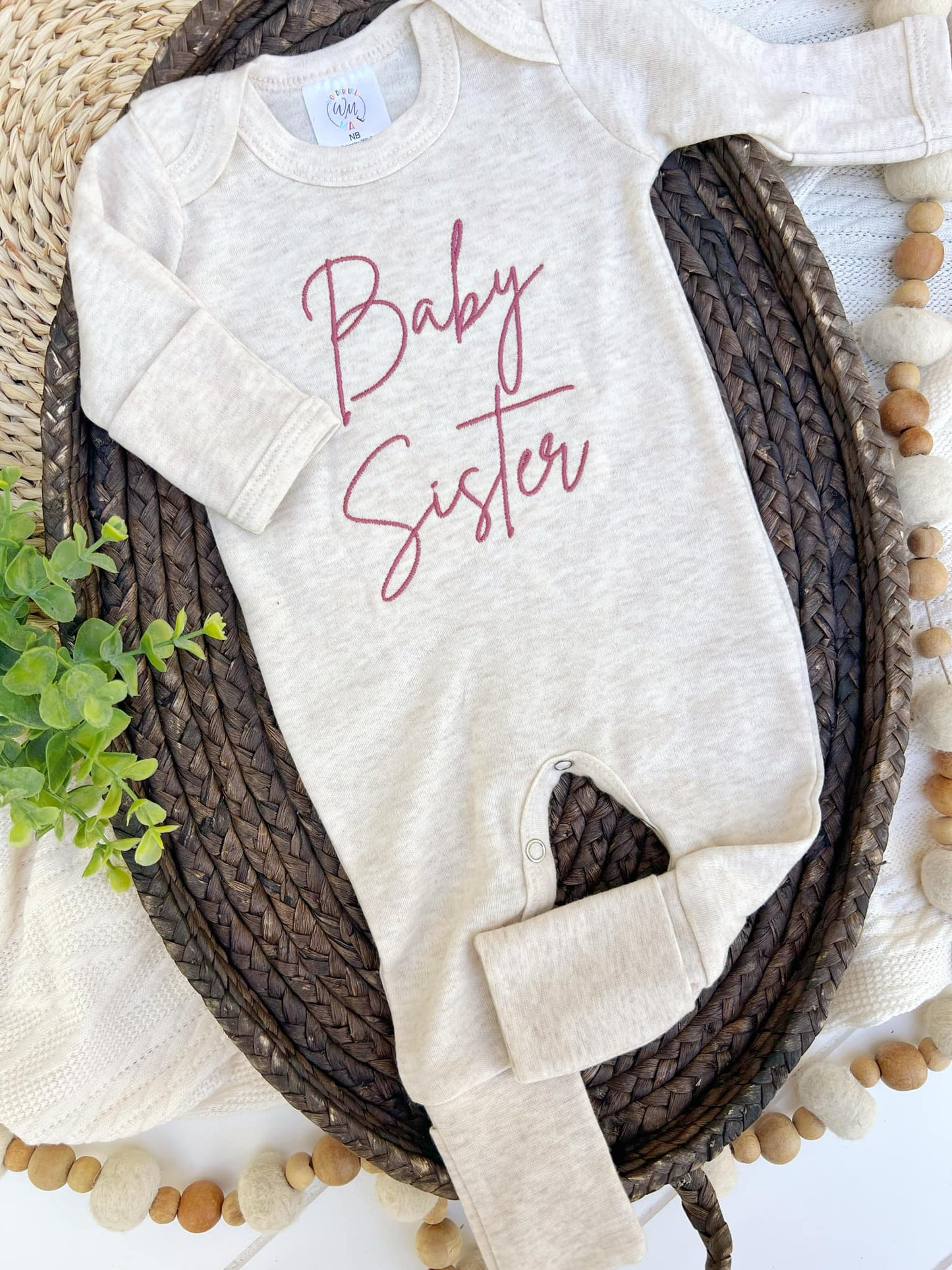 Baby Romper | Baby Sister Pink - Baby Announcement Outfit