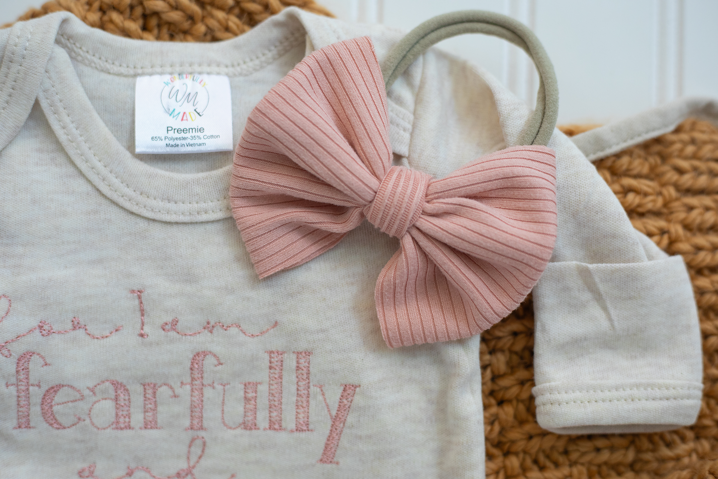Baby Romper | Fearfully and Wonderfully Made Pink/Oatmeal