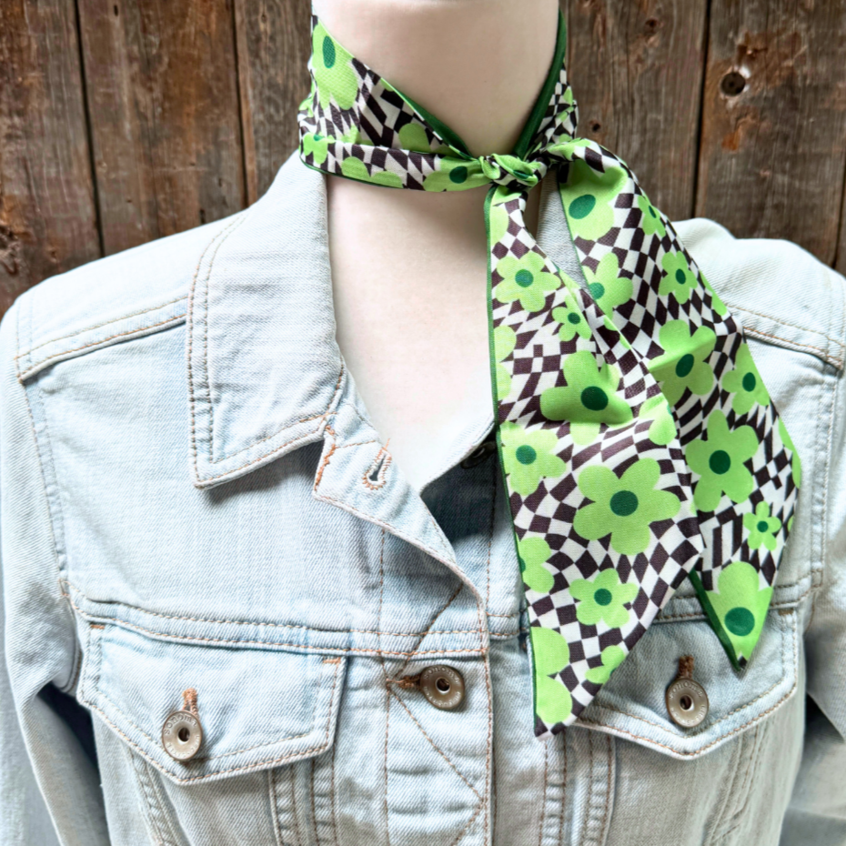 Green Western Skinny Mini Wild Rag Scarf / Cowgirl Necktie #TW131
