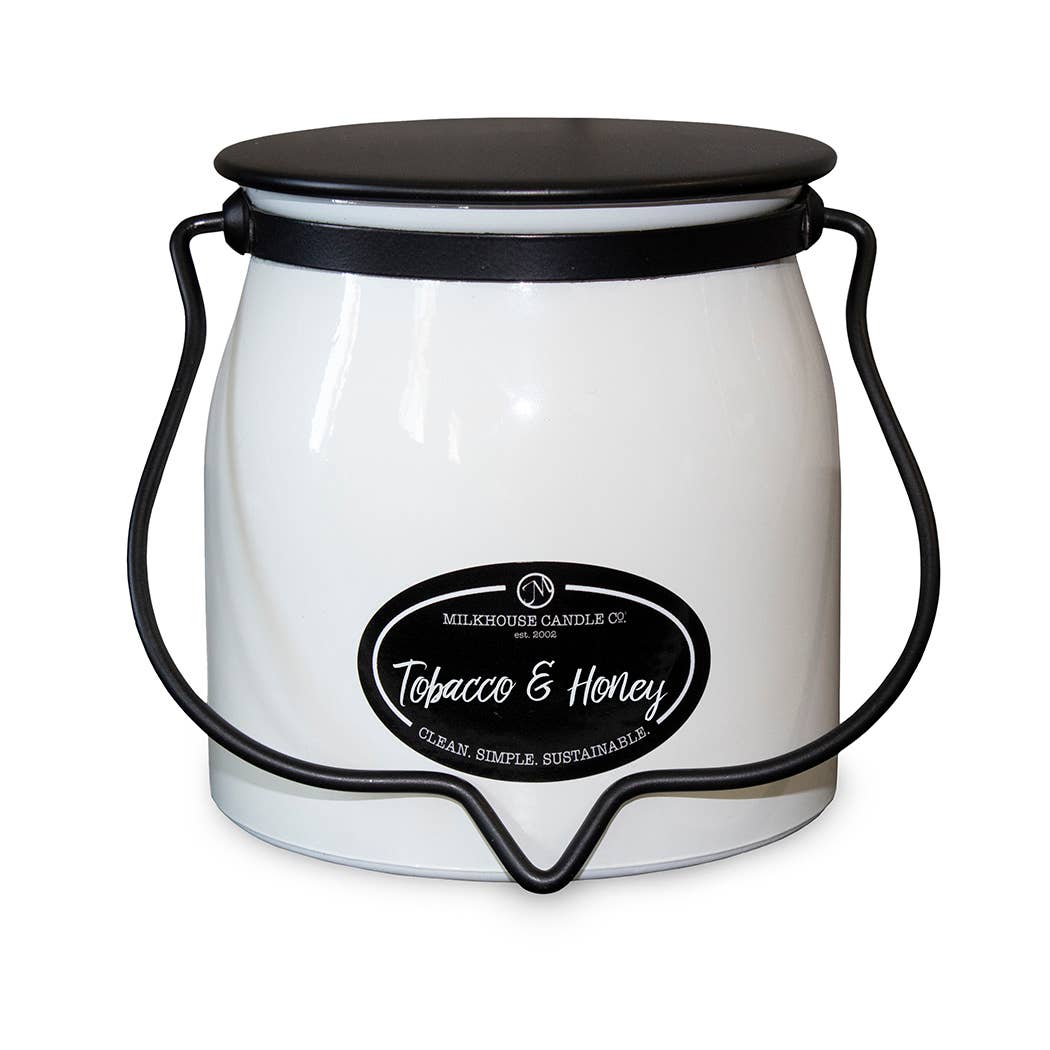 16 oz Butter Jar Candle: Tobacco & Honey