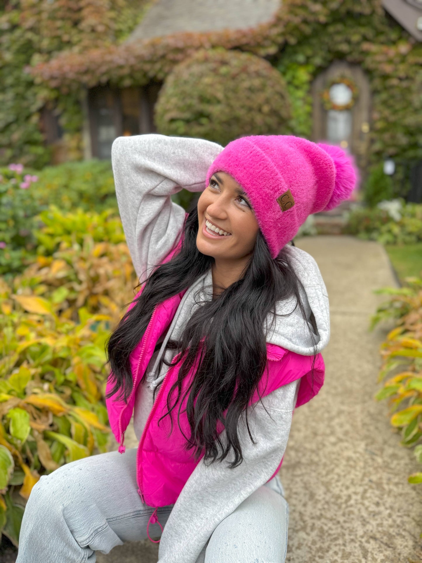 Plush Chenille Pom C.C Beanie HTC0038