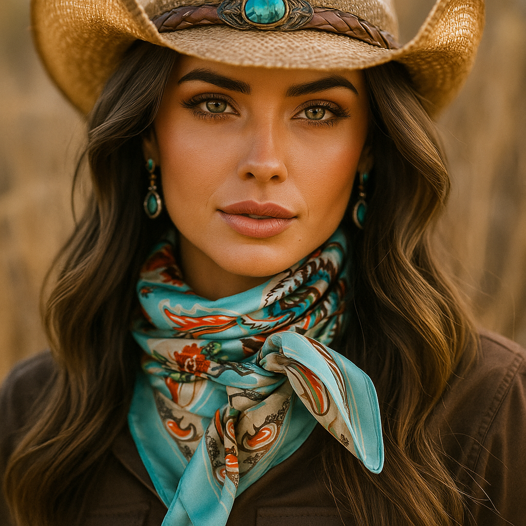 35X35" Turquoise That So 70's Paisley Wild Rag / Scarf WR230