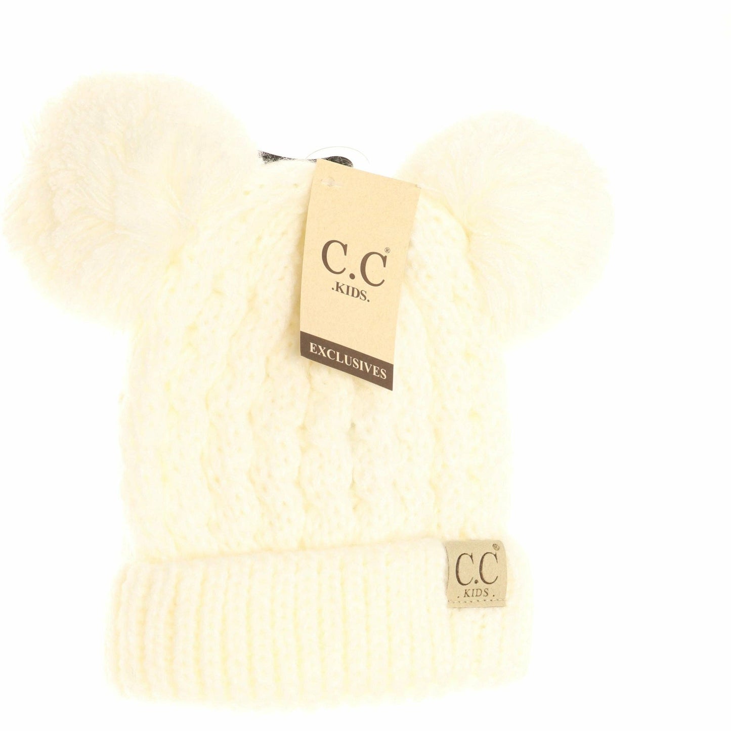 Kids Solid Double Pom CC Beanies KIDS24