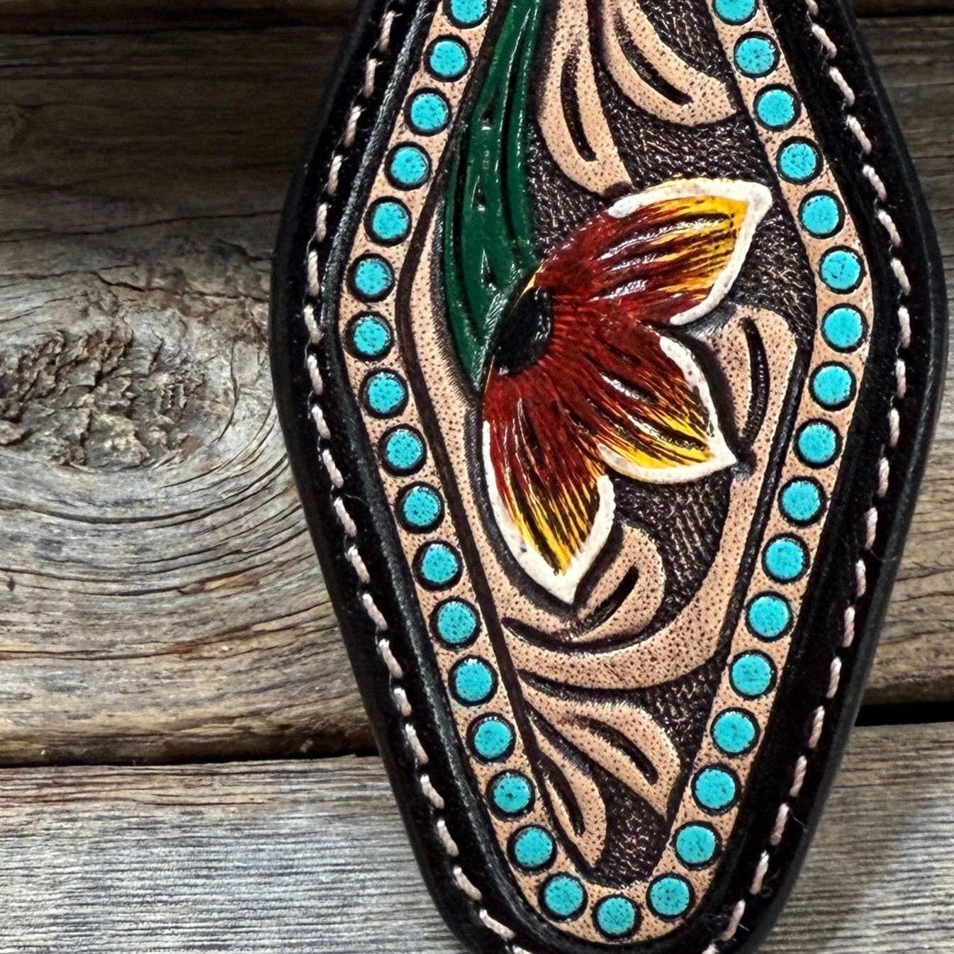 Floral Leather Hand Painted Key Chain