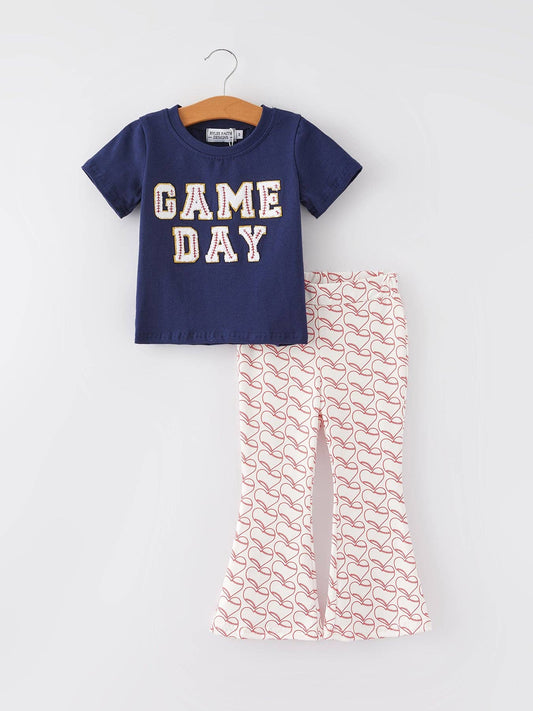 "GAME DAY" Print Top + Pants Girls Set