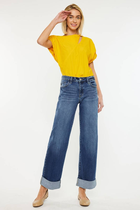 OPEN PACK HIGH RISE WIDE LEG JEANS-KC20083M