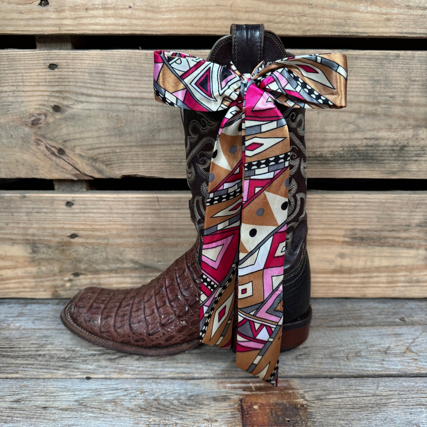 Pink and Brown Western Skinny Mini Wild Rag Scarf / Cowgirl Necktie #TW330