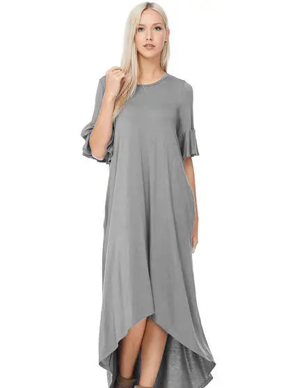 Ruffle Sleeve Hi Low Dress