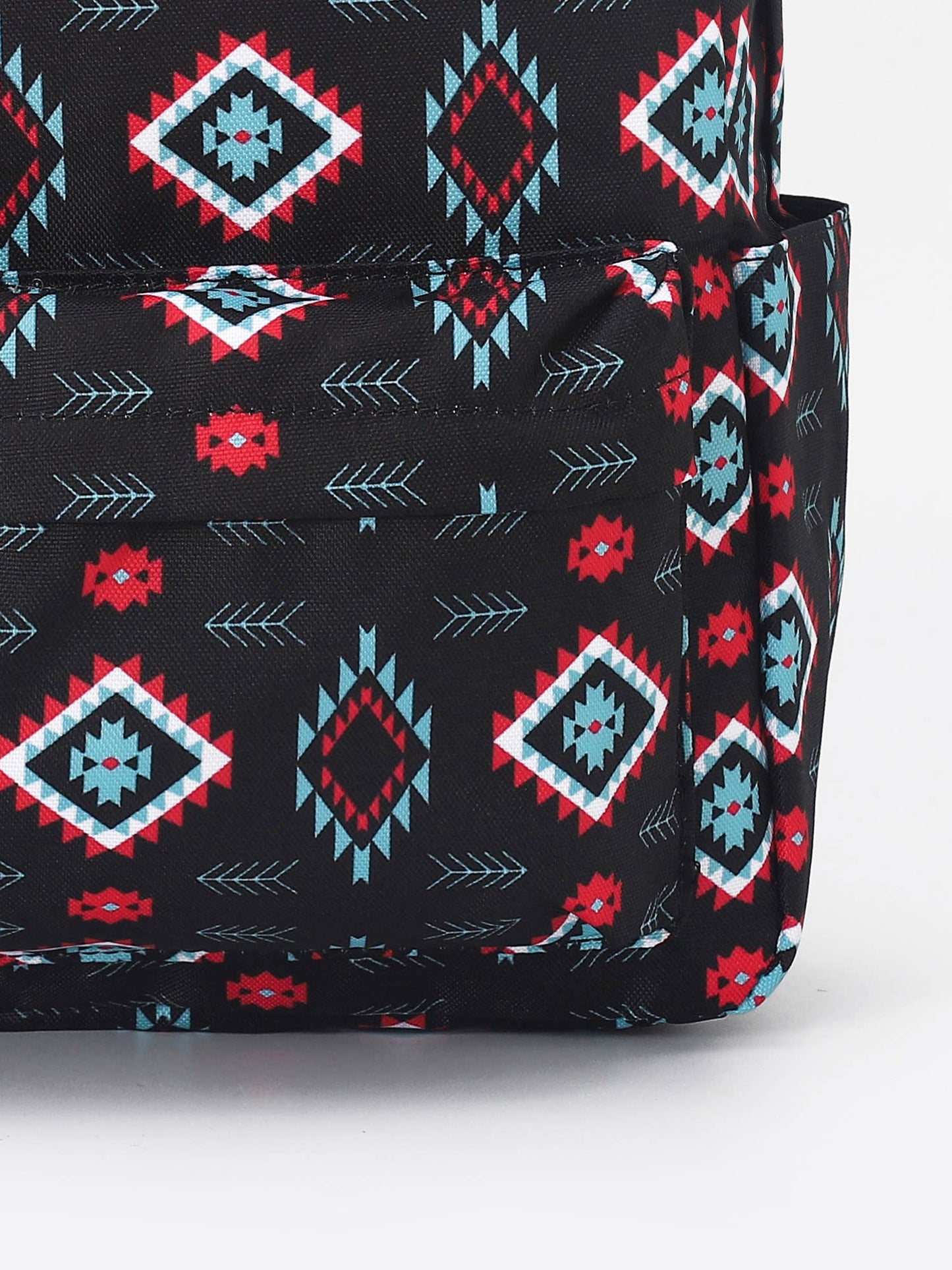 Kids Western Aztec Pattern Black Backpack