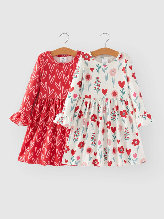 2 Piece Girls Valentine's Day  Dress Set