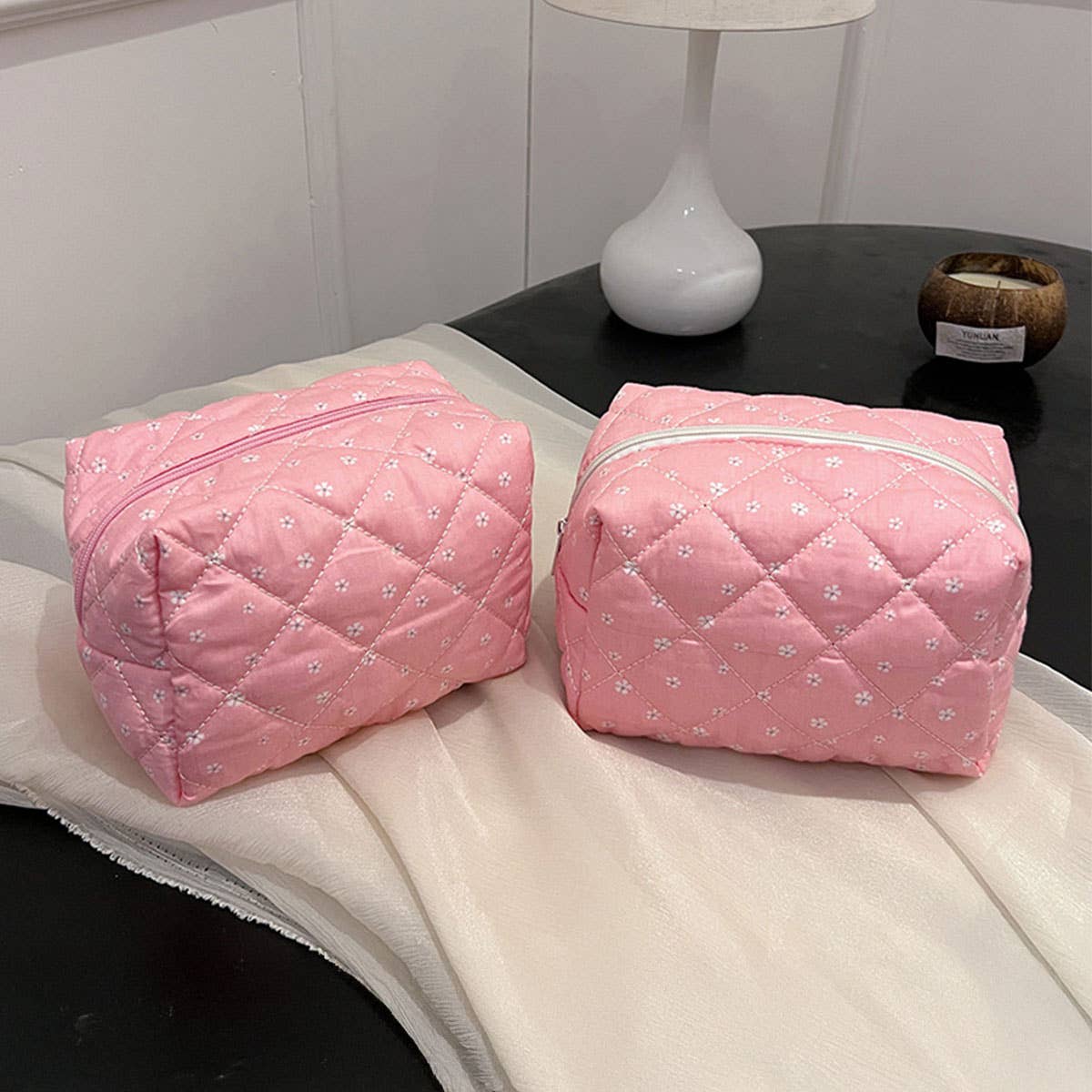 Floral Cotton Makeup Bag, Cosmetic Storage Pouch_CWAB4420