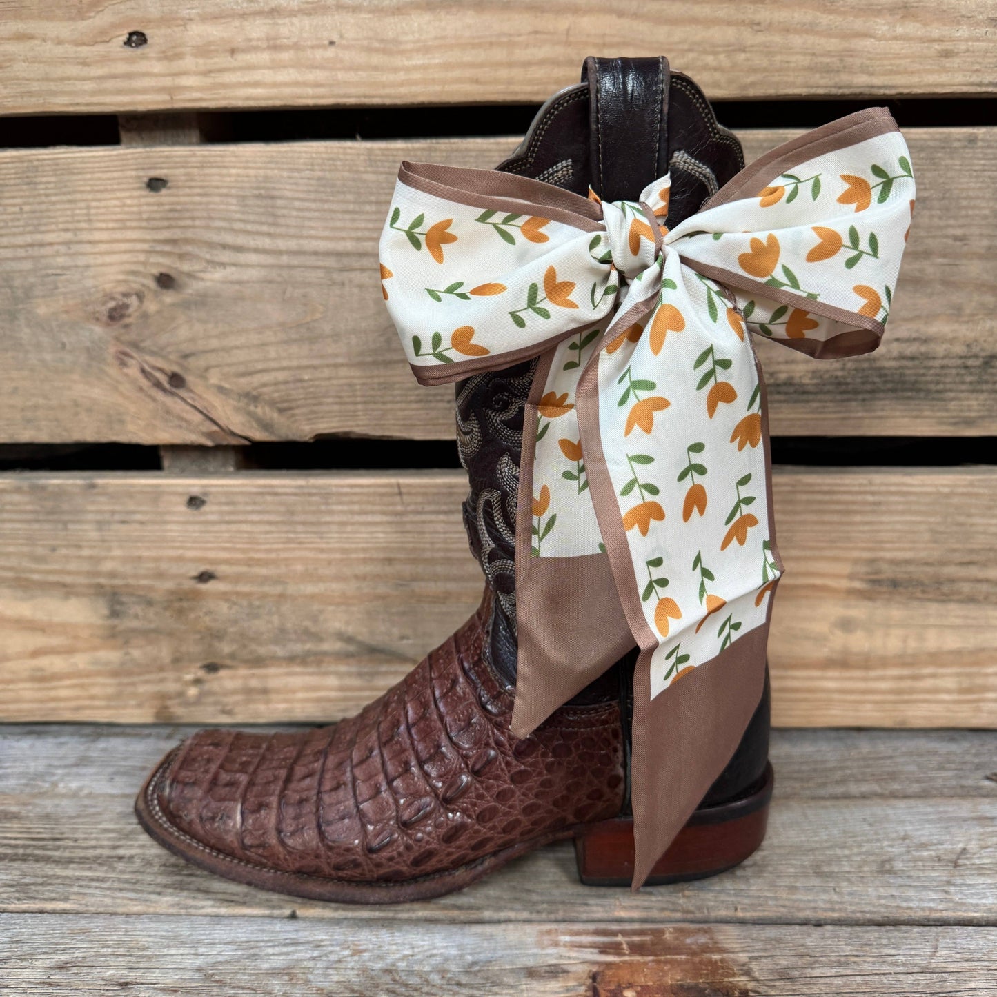 Tan and Cream Western Skinny Mini Wild Rag Scarf / Cowgirl Necktie #TW103
