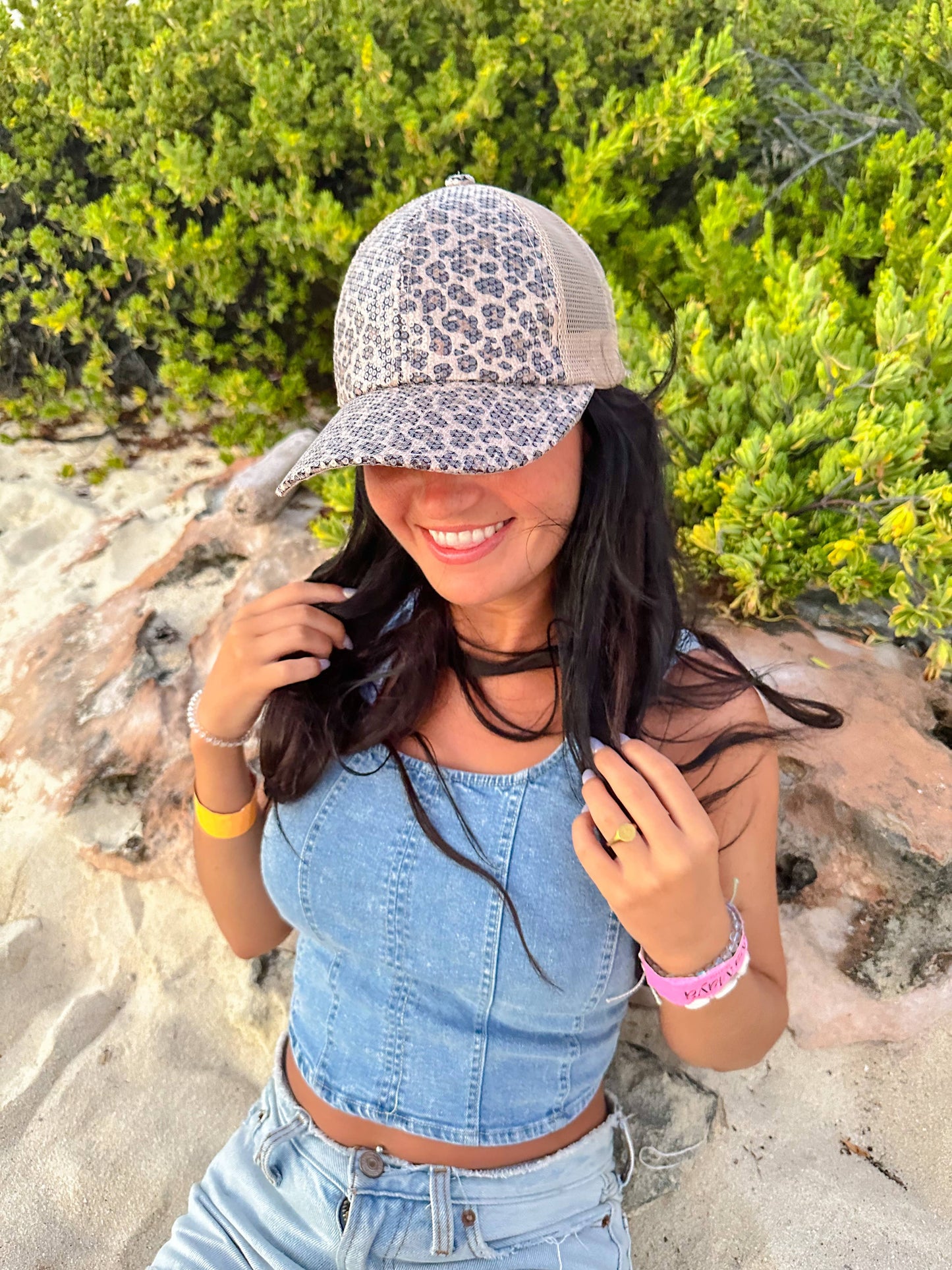 Clear Sequin Leopard C.C Ball Cap BAB8041