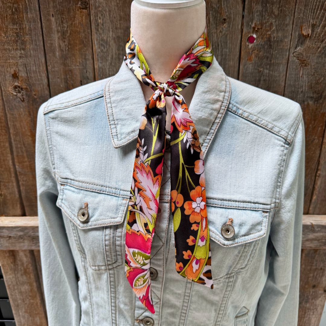 Yellow and Black Western Skinny Mini Wild Rag Scarf / Cowgirl Necktie #TW335