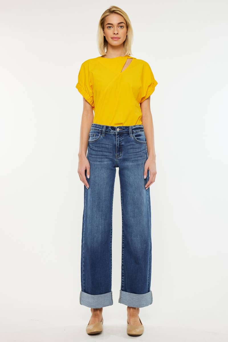 HIGH RISE WIDE LEG JEANS-KC20083M