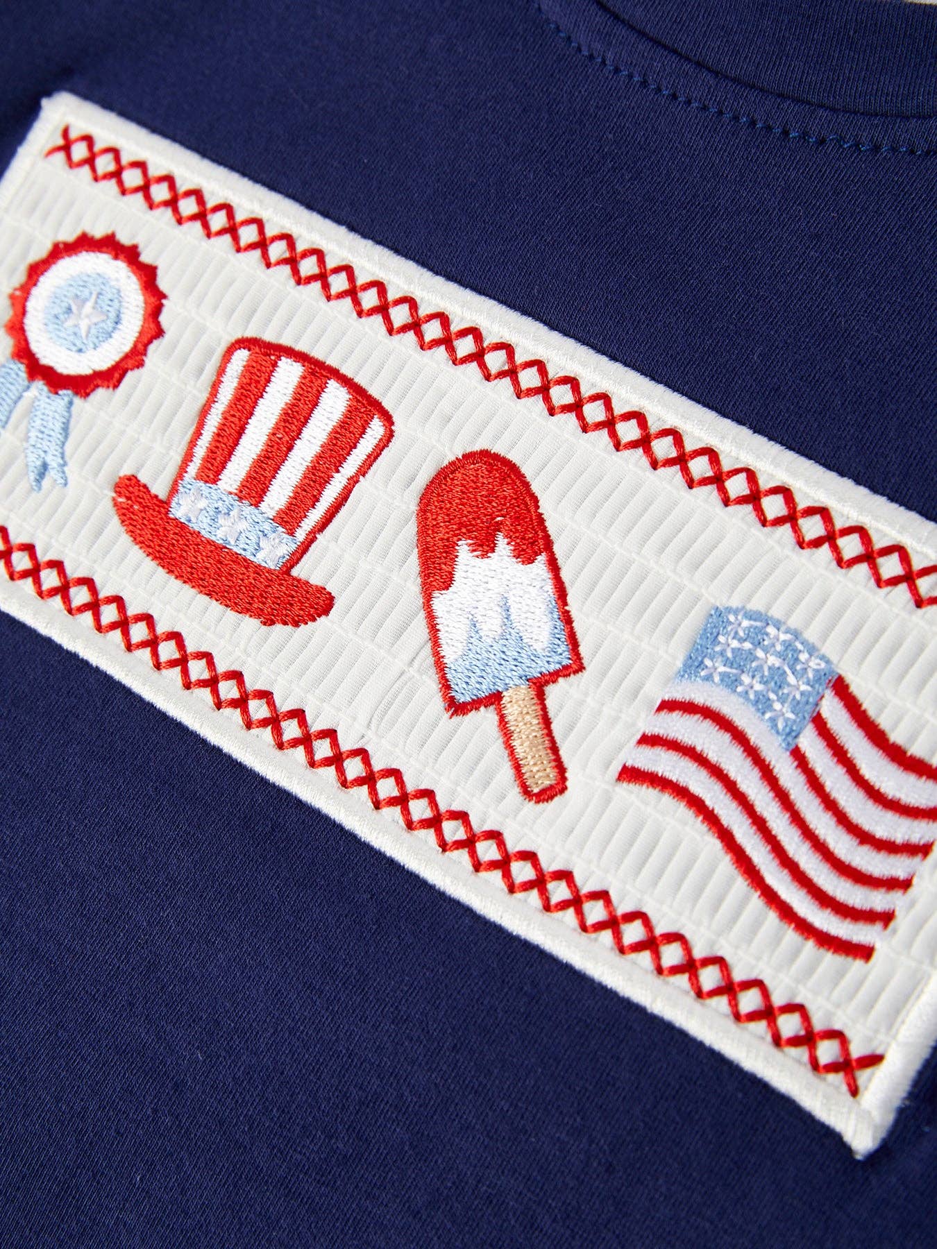 Flag Medal Ice Cream Smock Embroidery Boys Short Sleeved Shorts