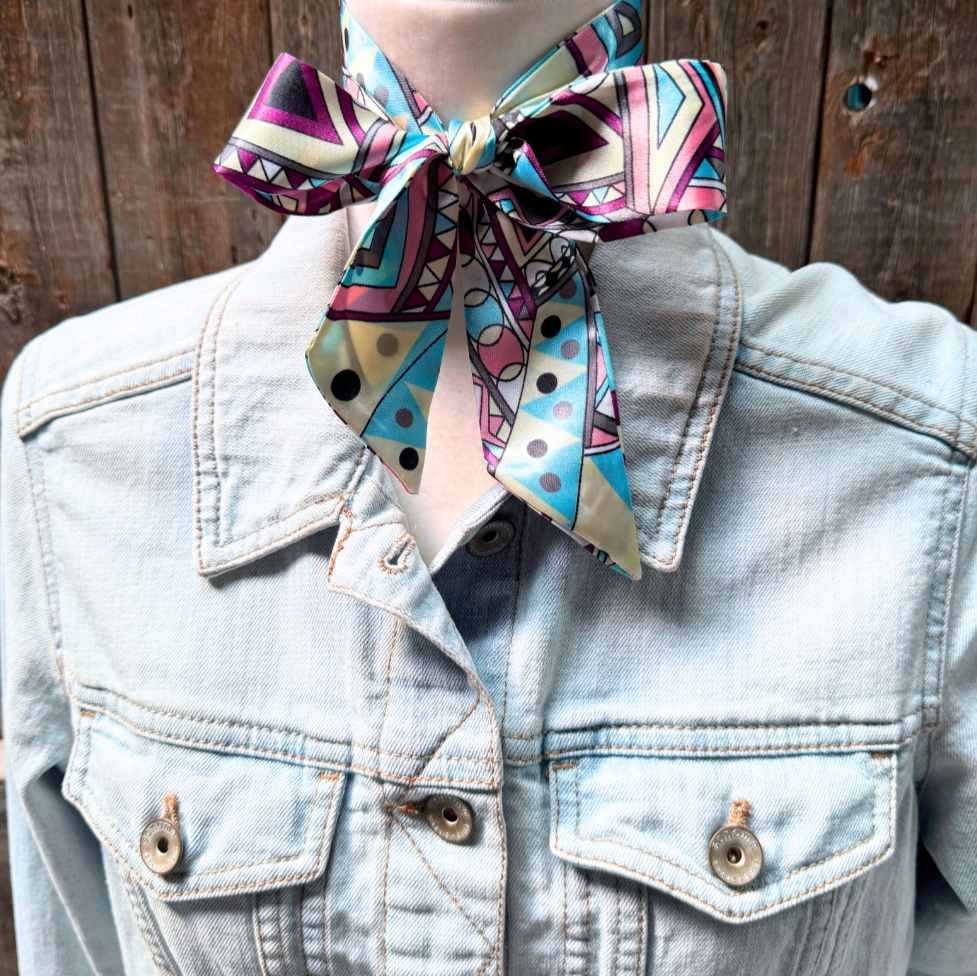 Blue and Purple Western Skinny Mini Wild Rag Scarf / Cowgirl Necktie #TW329