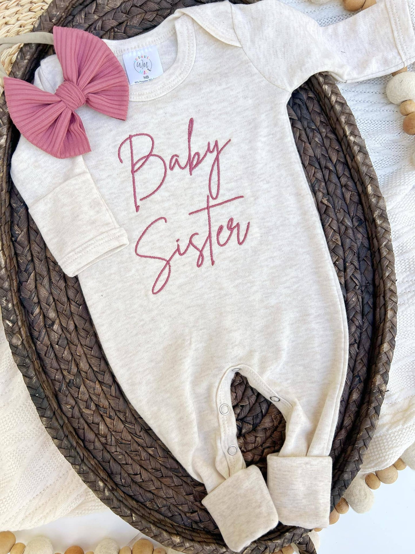 Baby Romper | Baby Sister Pink - Baby Announcement Outfit