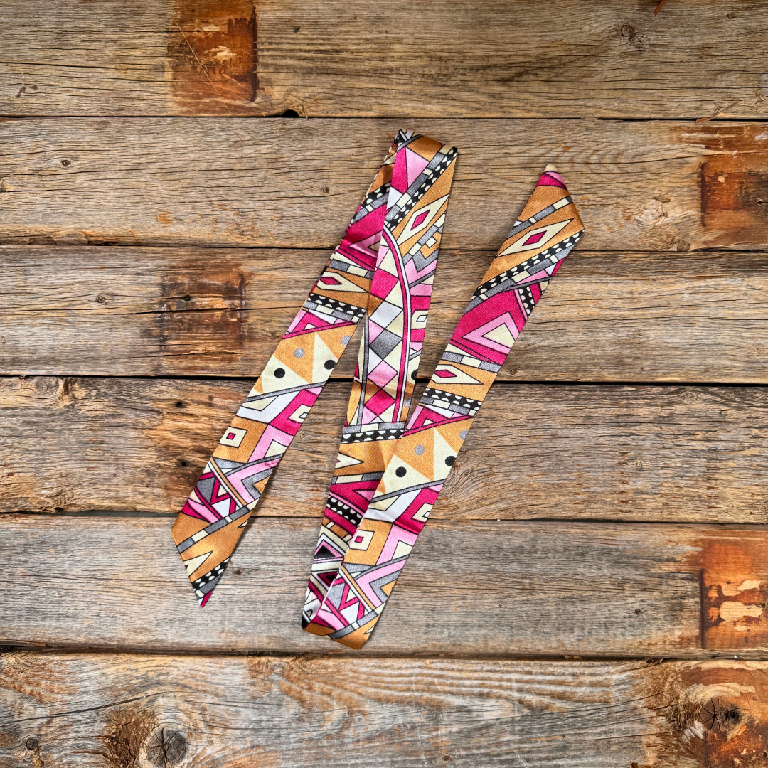 Pink and Brown Western Skinny Mini Wild Rag Scarf / Cowgirl Necktie #TW330