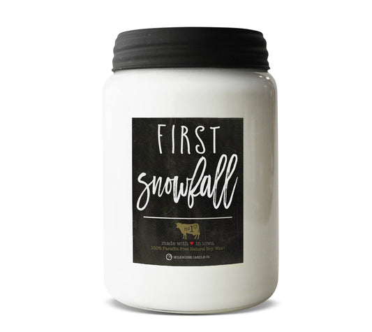 26 oz Farmhouse Jar Christmas Candle: First Snowfall