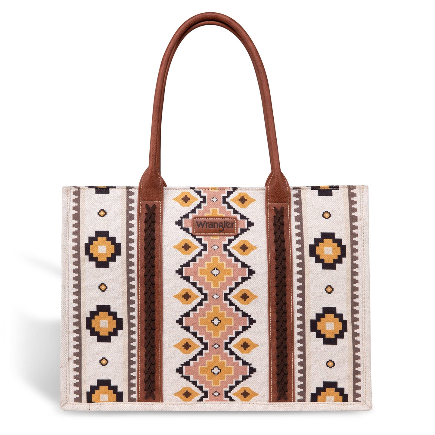 Wrangler Southwestern Pattern Dual Sided Print Canvas Wide Tote