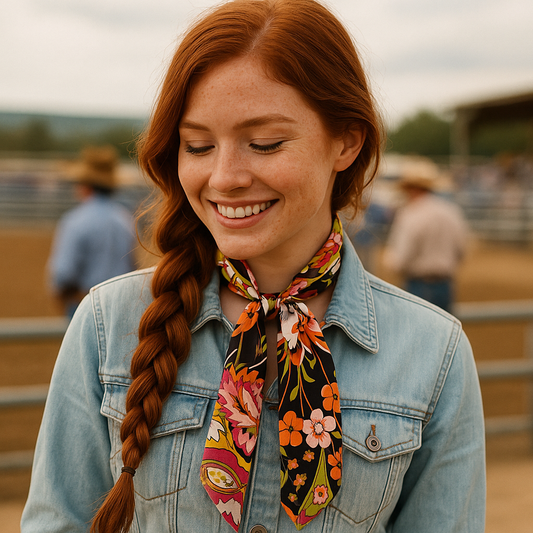 Yellow and Black Western Skinny Mini Wild Rag Scarf / Cowgirl Necktie #TW335