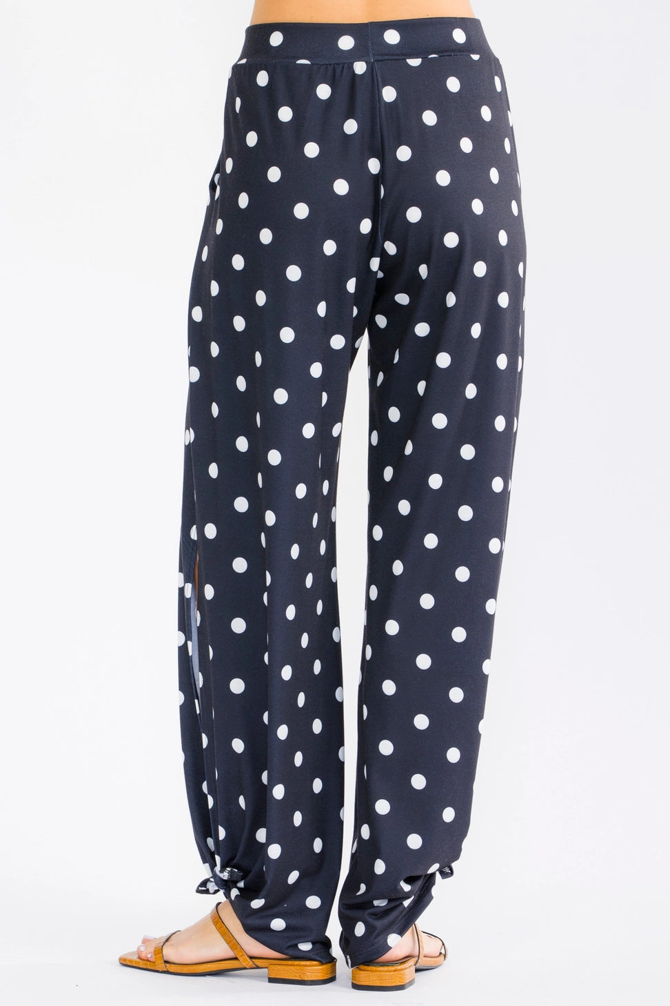 Polka Dot Wide Leg Ankle Tie Pants