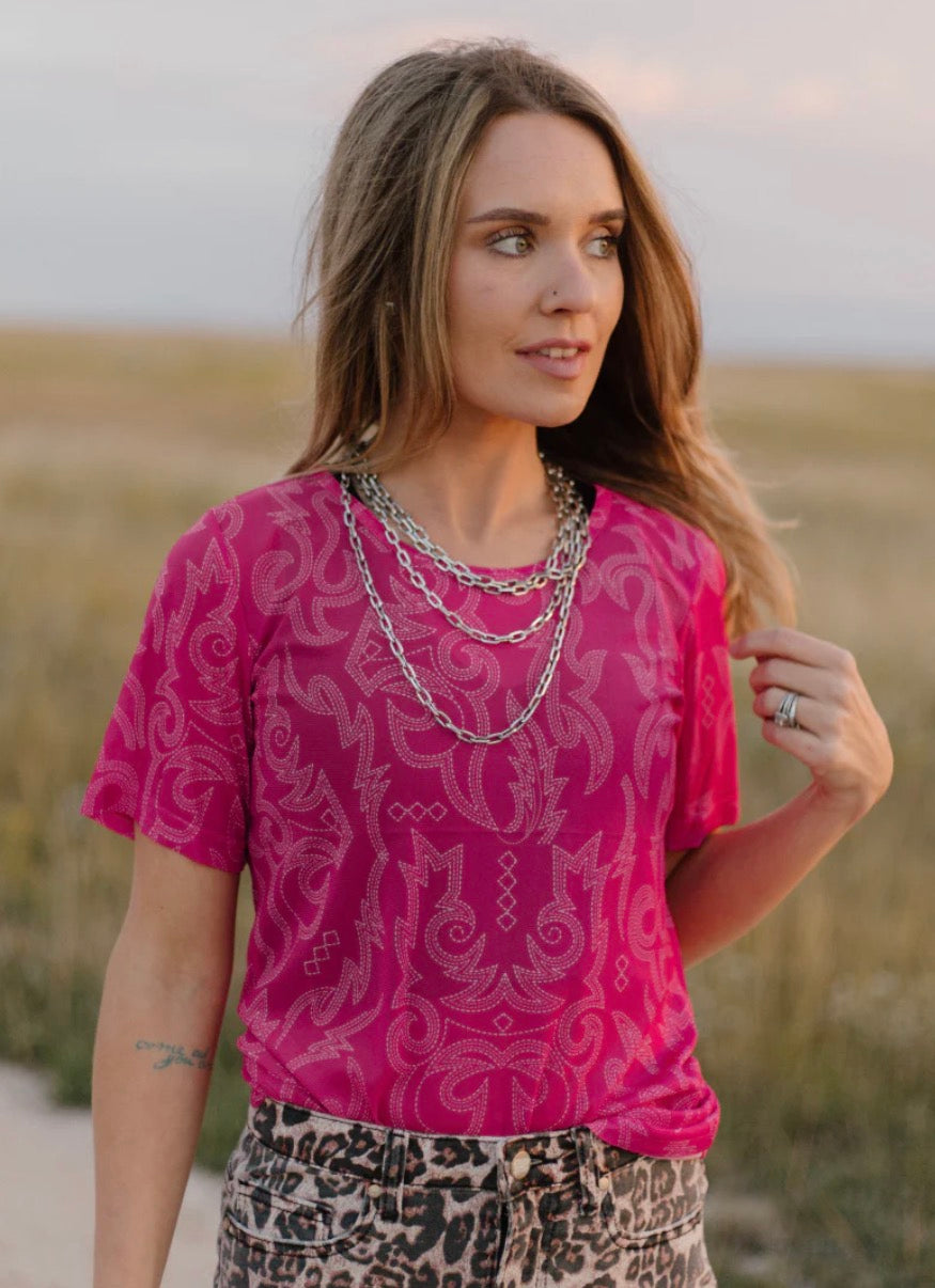 Let’s go girls mesh top-small