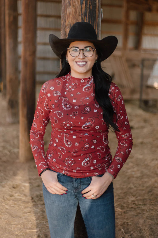 Bandana Babe Mesh Top-Red